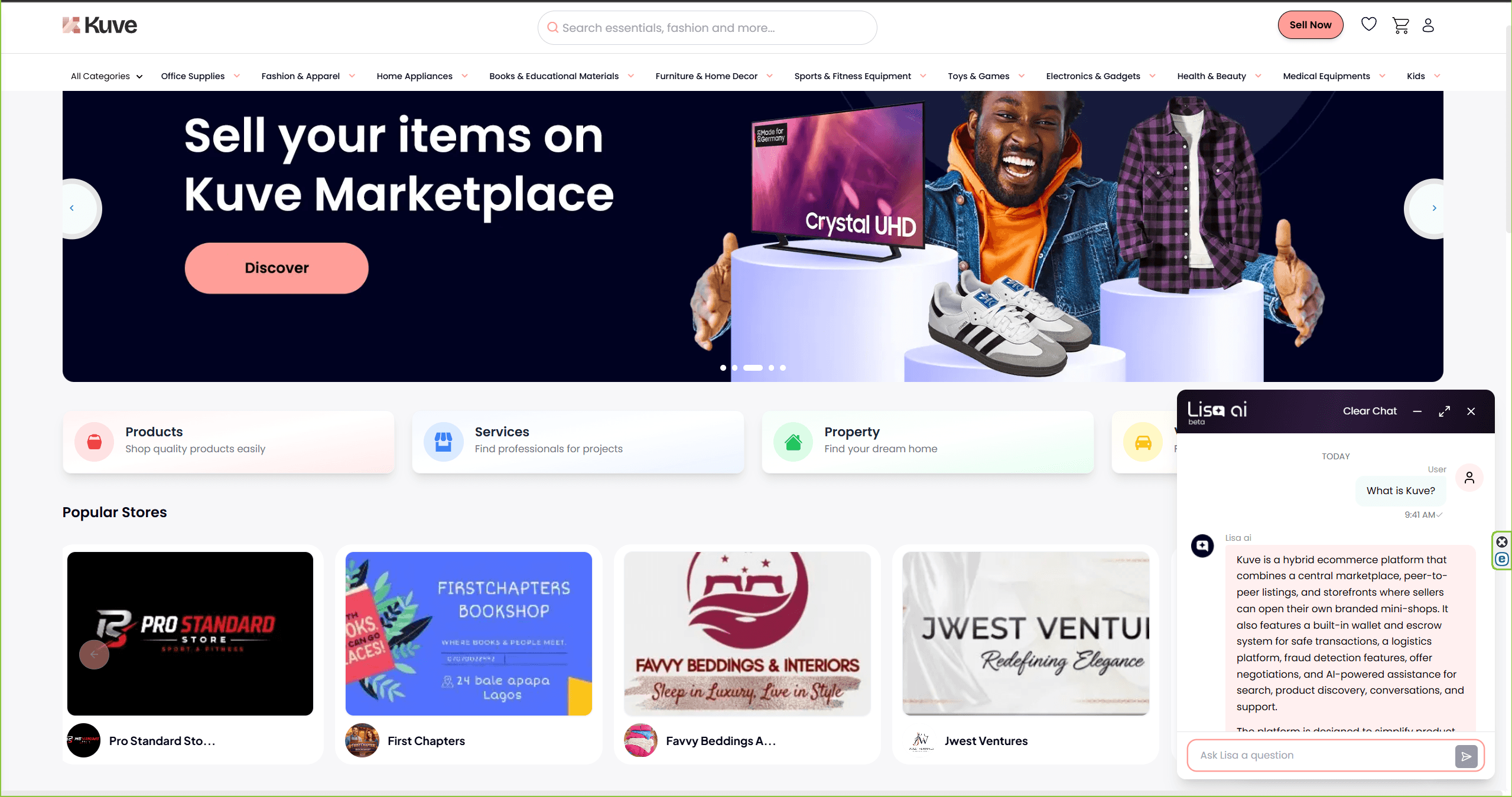 Kuve marketplace interface